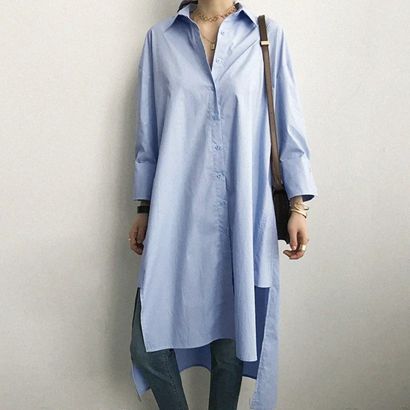

Blusas Mujer De Moda 2021 Turn Down Collar Office Ladies Tops Long Sleeve Women Shirts Long Blouse Womens Tops And Blouses C350