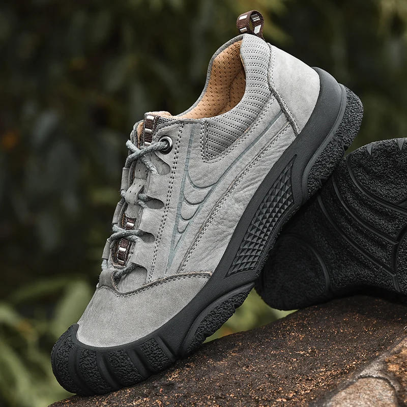 Murah Sepatu Hiking Untuk Pria Sepatu Camping Luar Ruangan Sneakers Pria Sepatu Pria Kulit Asli Sepatu Bot Pergelangan Kaki Musim Dingin Hangat Antiselip
