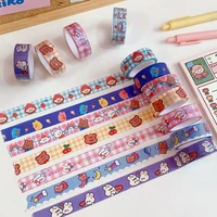 ins cartoon cute rabbit bear girl washi tape 5m student stationery card note sealing sticker notebook colored decorative tapes