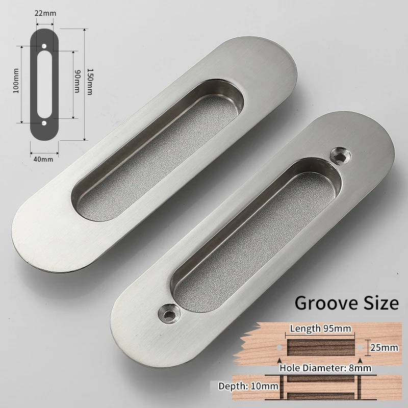 6550 Brushed Silver KAK 2 шт скрытые дверные ручки из цинкового сплава утопленные раздвижные дверные ручки спальня ручка дверного шкафа оборудование для обработки мебели - Цвет: 6550 Brushed Silver