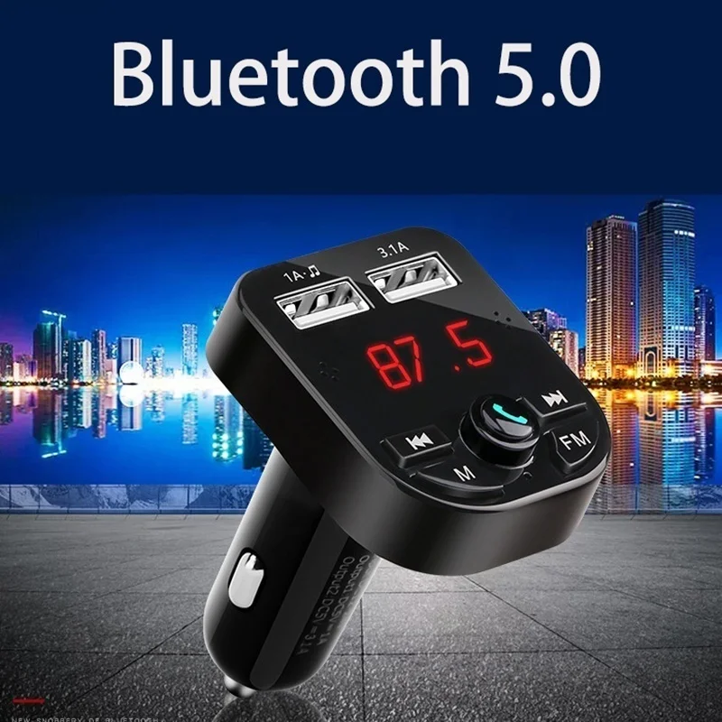 

Car Hands-free Wireless Bluetooth FM Transmitter MP3 Player Kit Card Charger Quick With QC3.0 Dual USB LED Voltmeter Accessories