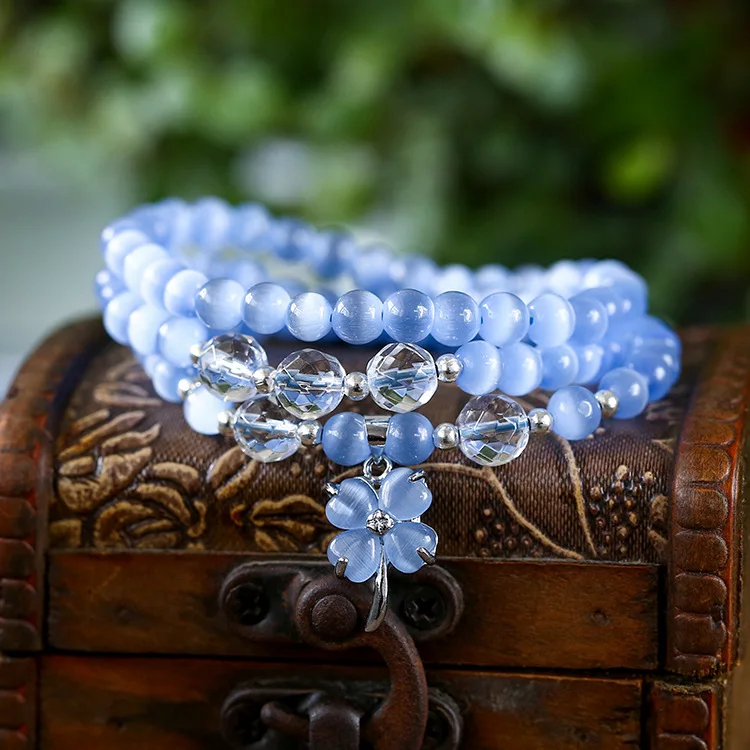 6 мм натуральный нефритовый Кристалл бусины клевер браслет оригинальный дизайн