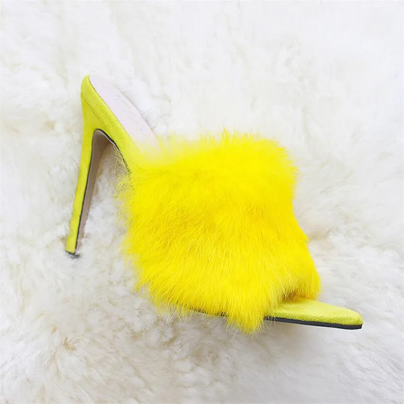 Новинка 2020 года Яркие сандалии в европейском стиле Роскошные Тапочки их меха под