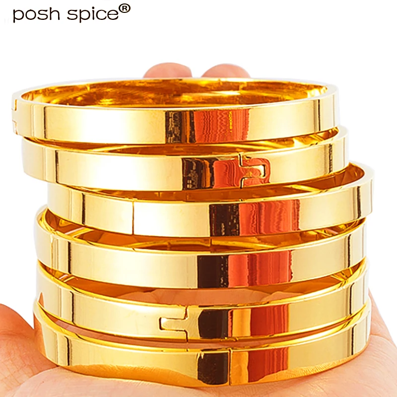 

8mm 6pcs/lots Ethiopian Gold Bangle Bracelets Dubai Bangles for Women Middle East Arabia African Israel Wedding Jewelry Gift