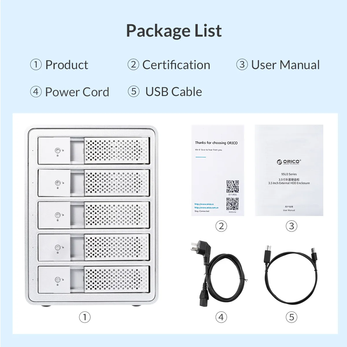 ORICO USB3.0 5 bay 3,5 дюймов SATA для USB 3,0 жесткий диск Док-станция 80 ТБ с 150W внутренний мощный алюминиевый чехол для HDD инструмент бесплатно