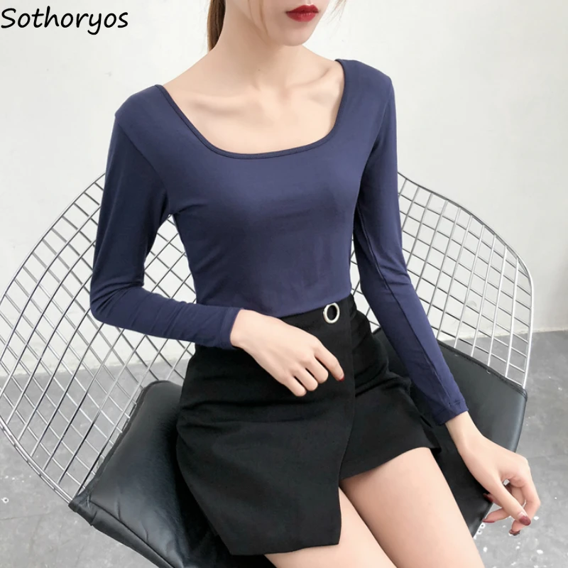 

Thermal Underwear Tops Women Modal Thin Low-neck Long Sleeve Undershirts Female Comfortable All-match Shaped Leisure Breathable
