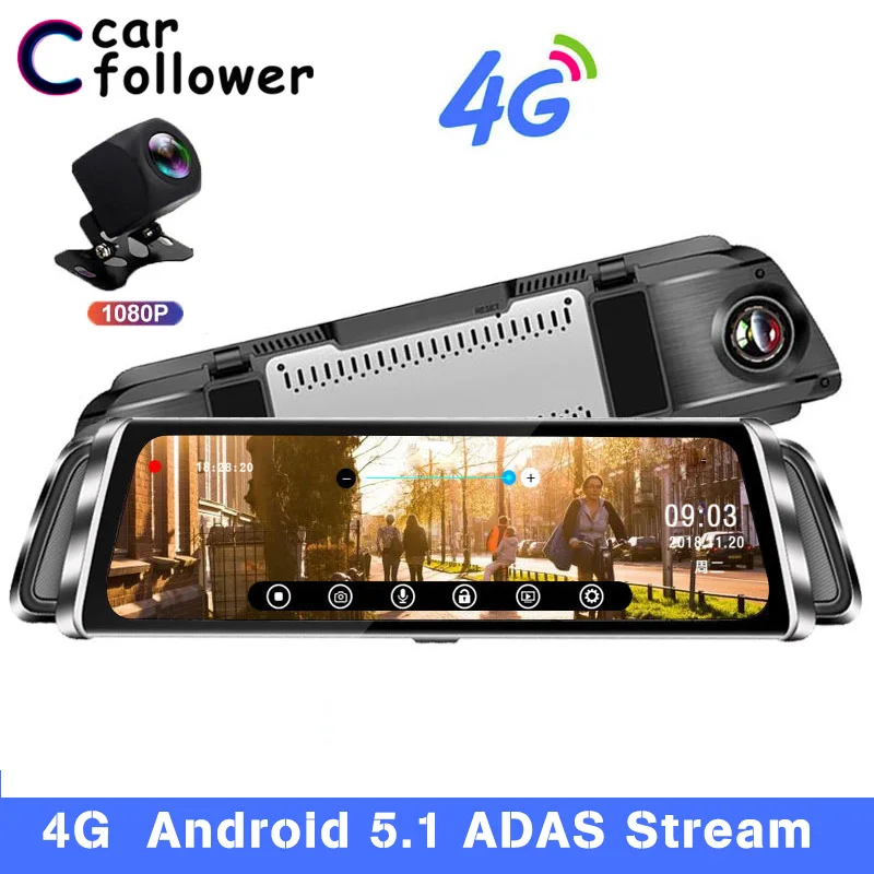 Видеорегистратор с камерой заднего вида 10 &quot 4G HD 1080P Wi Fi GPS ADAS двумя