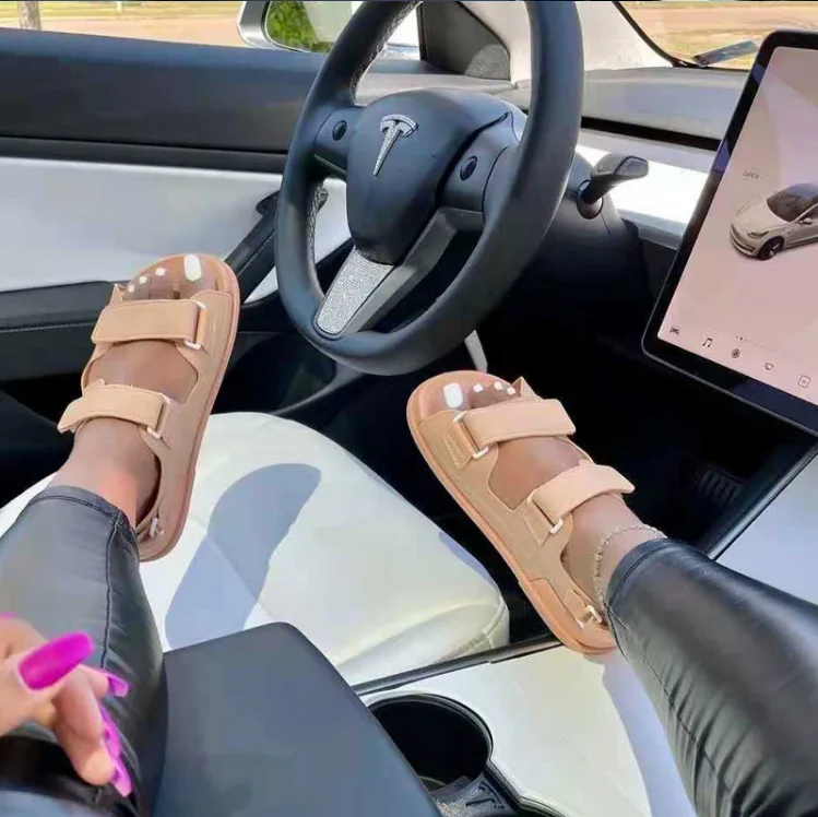 

2021 Summer Platform Sandals Soft Comfortable Roman Slippers Women Beach Candy Color Slide Outdoor Flat Sandals Zapatillas Mujer