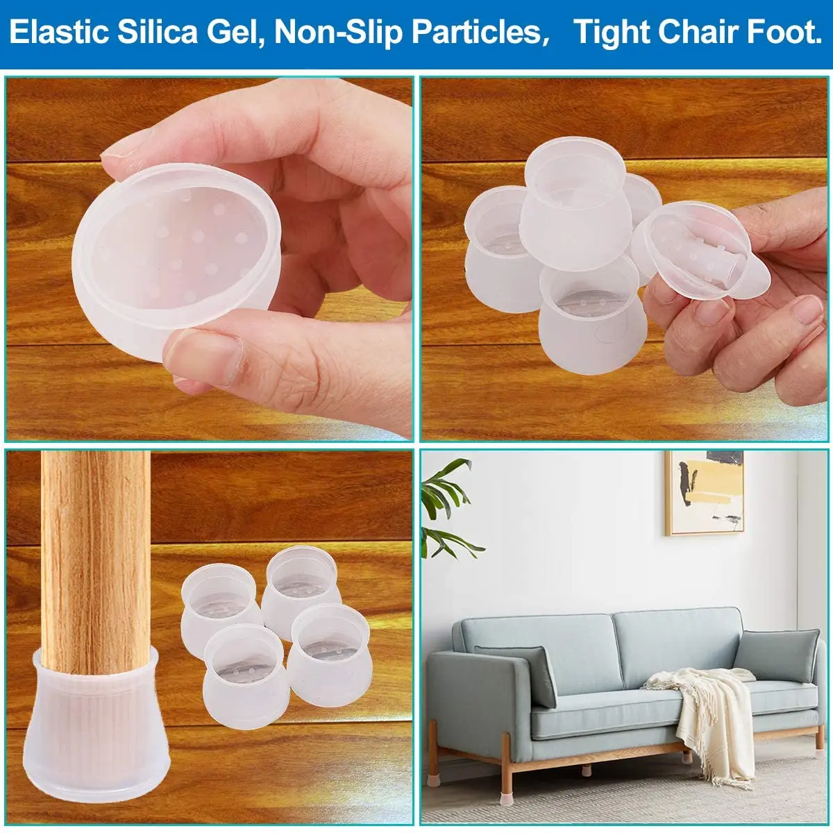 

4Pcs/Lot Chair Cover Caps Silicone Cap Pad Furniture Non Slip Table Feet Cover Floor Protector Foot Chair Cover Leg Chair LegCap