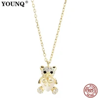 younq new sweet bear love necklace s925 sterling silver cute pendant necklace fashion adjustable for women birthday gift sbn005