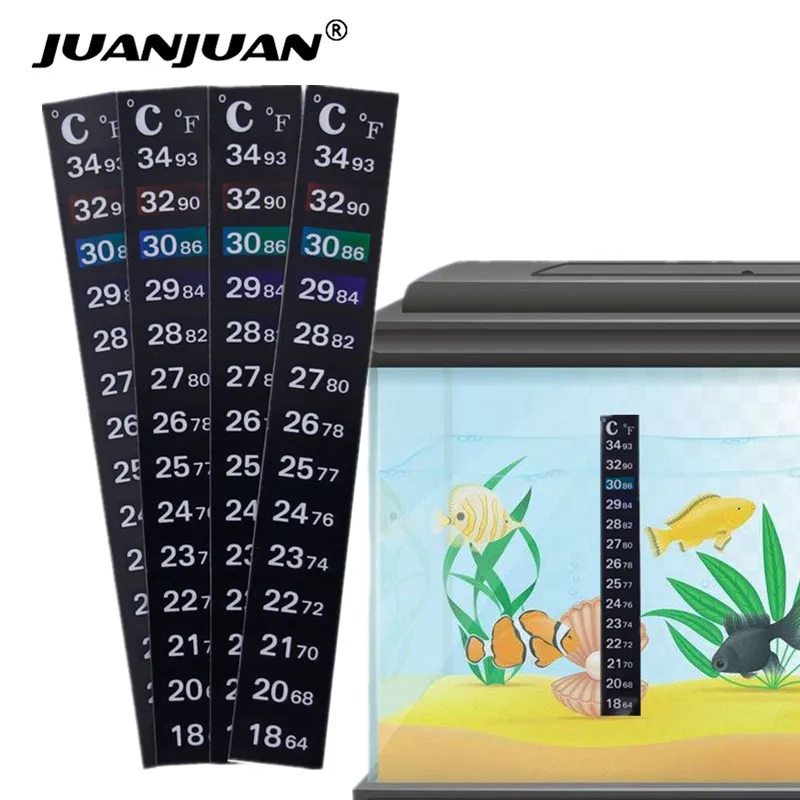

5pcs Thermometer Strip Stick-on Color Temperature Sticker Adhesive Sticky Scale Aquarium Fish Tank 30% Off
