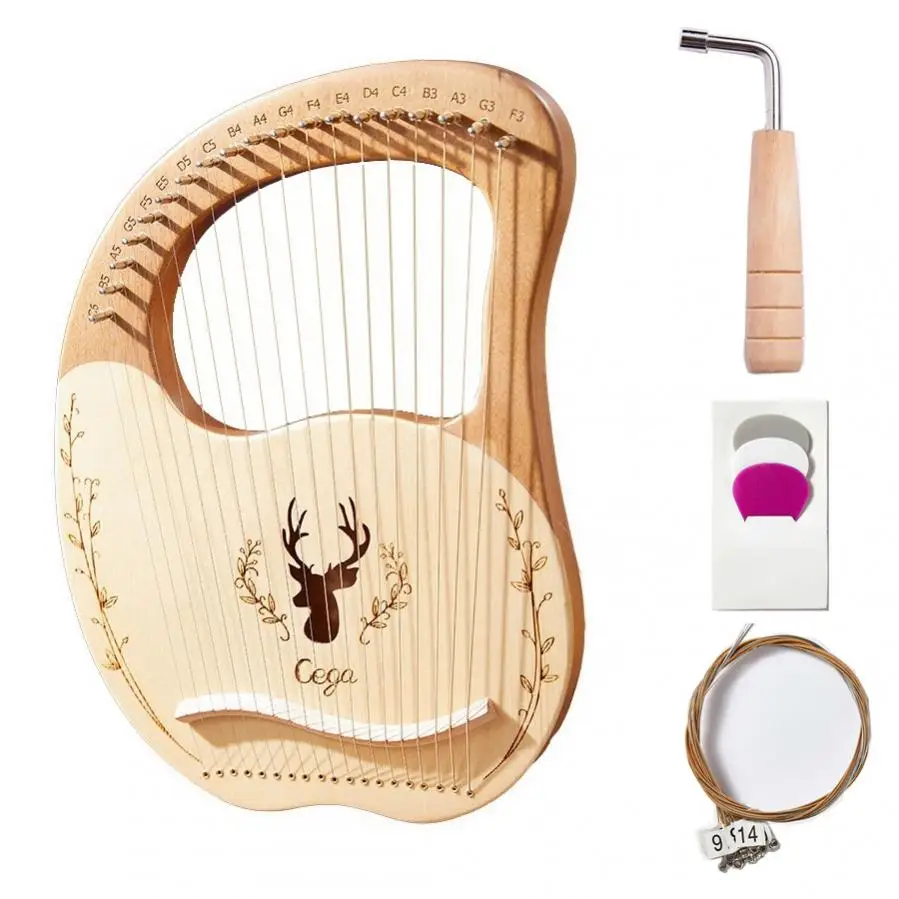19 Strings Wooden Spruce Lyre Harp Stringed Musical Instrument Piano Ornaments Gift for Beginner with Tuning Tool Wrench enlarge