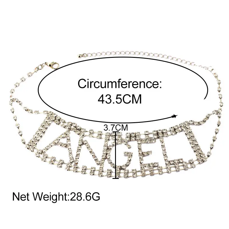 

Sexy Crystal ANGEL Letter Choker Necklace For Women Gold Silver Color BABE Letters Collar Statement Punk Luxury Neck Jewellery