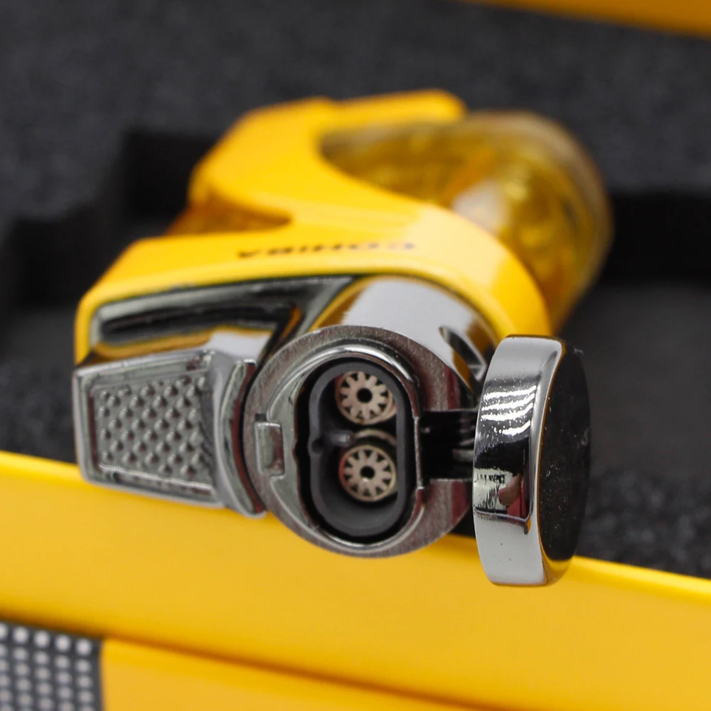 COHIBA пластиковая зажигалка с защитой от ветра 2 Факел Пламени Бутан газовая