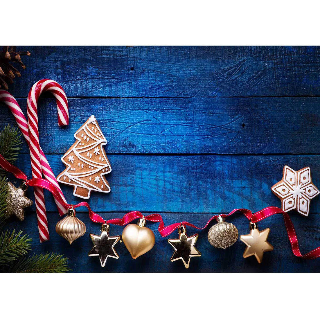 

Blue Wooden Board Christmas Decors Photography Background Vinyl Cloth Studio Backdrop for Children Baby Photophone Photobooth