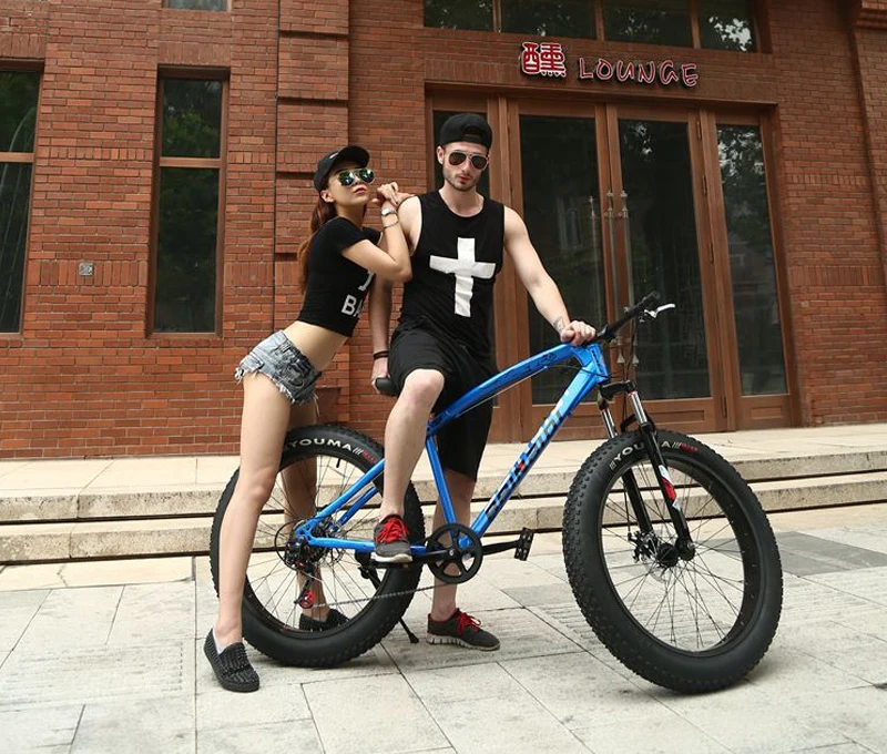 Горный велосипед 4,0 fat tire велосипедный двойной дисковый тормоз пляжный велосипед Снежный велосипед светильник из высокоуглеродистой стали горный велосипед
