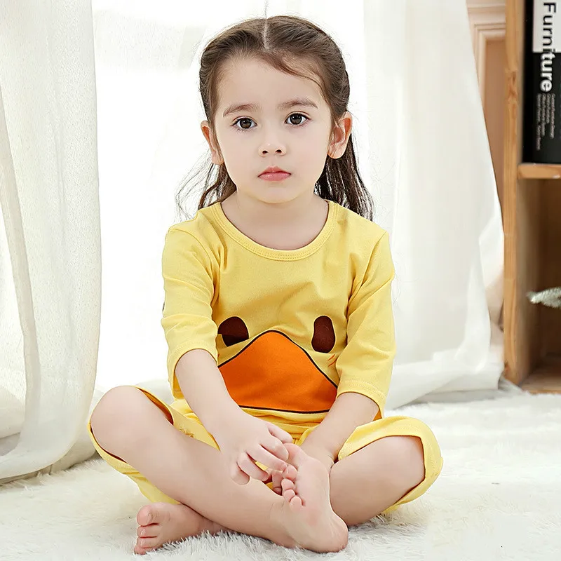 Летняя Детская Пижама с коротким рукавом футболка + штаны пижама изображением