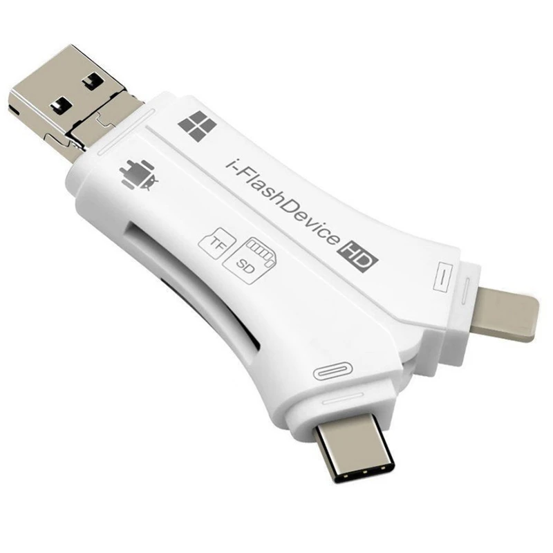 4 в 1 I флеш-накопитель Usb Micro-Sd и Tf кардридер адаптер для Iphone 5 6 7 8 Ipad Macbook Android камера |
