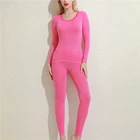 Комплект женского термобелья, бесшовный топ с длинным рукавом и круглым вырезом, удобное нижнее белье, Осень-зима