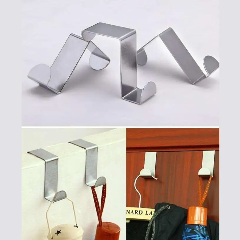 2Pc Door Hook Stainless Kitchen Cabinet Clothes Hanger Environmental Protection Home Accessories Free Shipping Items images - 6
