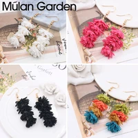 mg new bohemian earrings for women colorful cloth flowers pendant drop earrings fashion jewelry accessories hot sale girl gift
