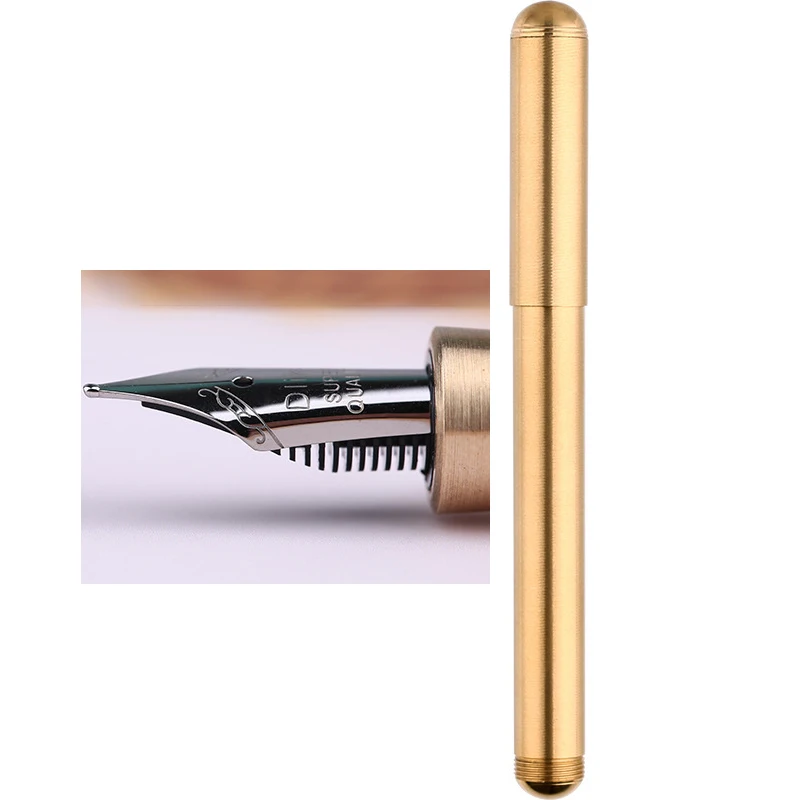 Iridium bent nib 0.6 Винтажный элемент Moonman Delike, полный фонтан из латуни, ручка с металлическими чернилами, перо для письма, 0,5 мм, изогнутое перо с ручками, чехол, принадлежности, подарок - Цвет: Iridium bent nib 0.6
