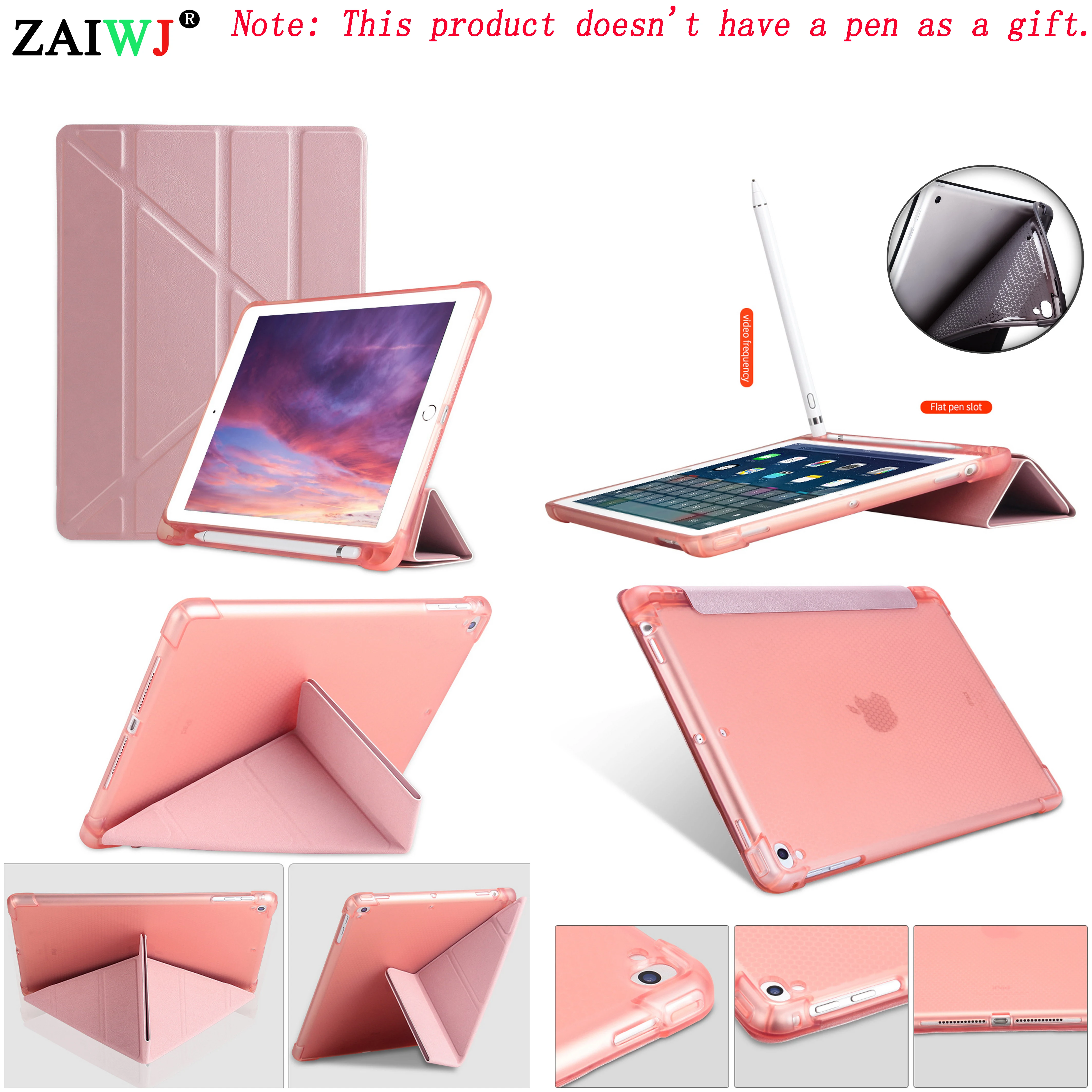 Чехол-карандаш ZAIWJ с подставкой для Apple iPad, 9,7 дюймов, A1822, A1893, A1954, Air 1/2, Pro, из искусственной кожи, деформированный, умный чехол, пробуждение, автоматический режим сна