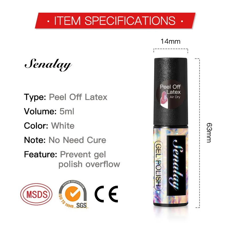 

White Nail Spill-Proof Protector 5Ml Plastic Bottle Nail Polish Protective Liquid Tearable Skin Care Anti-Overflow Cream