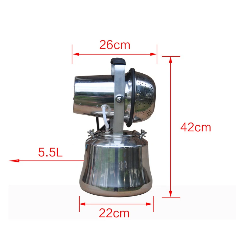 

220V Agricultural electric ULV Fogger stainless steel atomizer nebulizer Mosquito killer disinfector Drug sprayer 5.5L 1200W