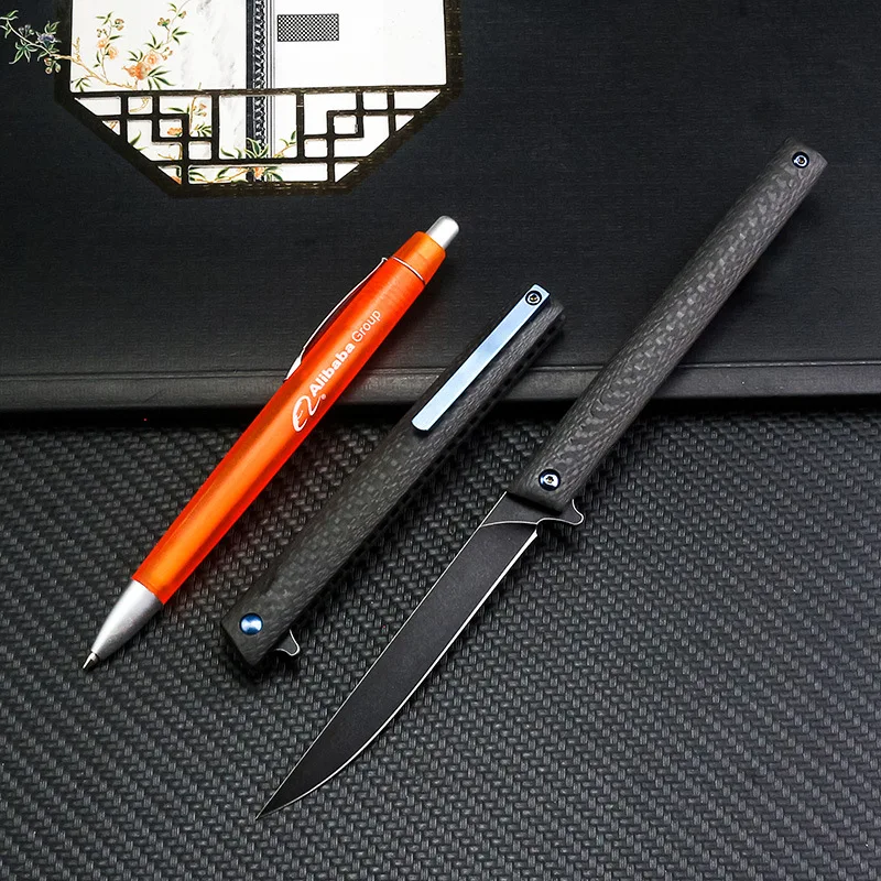 spesifikasi Dropship M390 Bubuk Baja Pisau Lipat Fiber Karbon Menangani Berkemah Pisau Outdoor Survival Pisau Taktis Dengan Kotak Tangan Alat