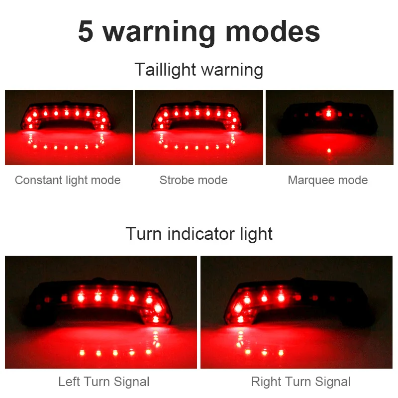 

Smart Bicycle Rear Light Wireless Remote Control Turn Signal MTB Bike Indicator USB Charging Cycling Tail Light with Horn 5 Mode
