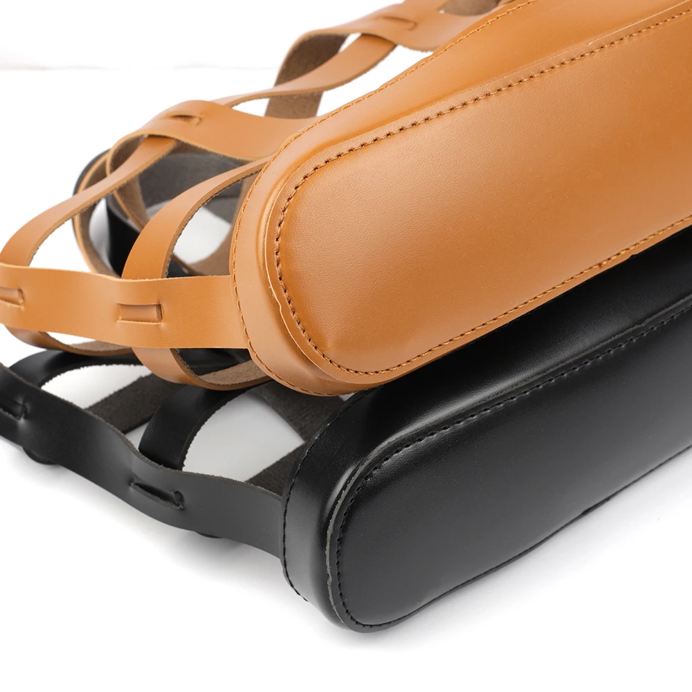 Leather Basket Woman Fashion Tote Hollow Out Basket Bucket Handbag Large Capacity Weave Summer Beach Travel Wedding PU Handbag