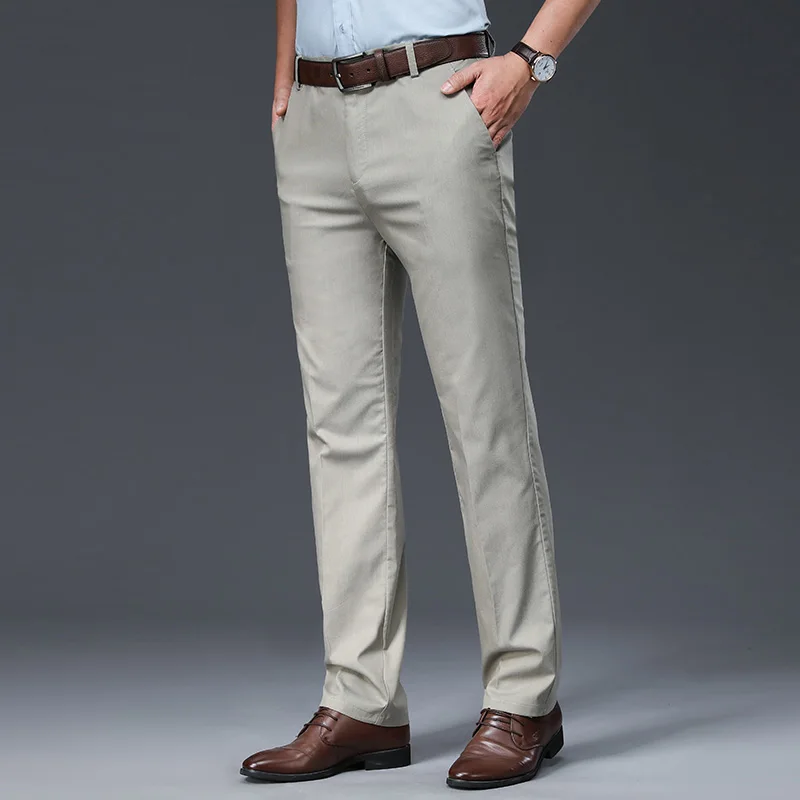 Брюки мужские классические деловые облегающие офисные штаны слаксы лето
