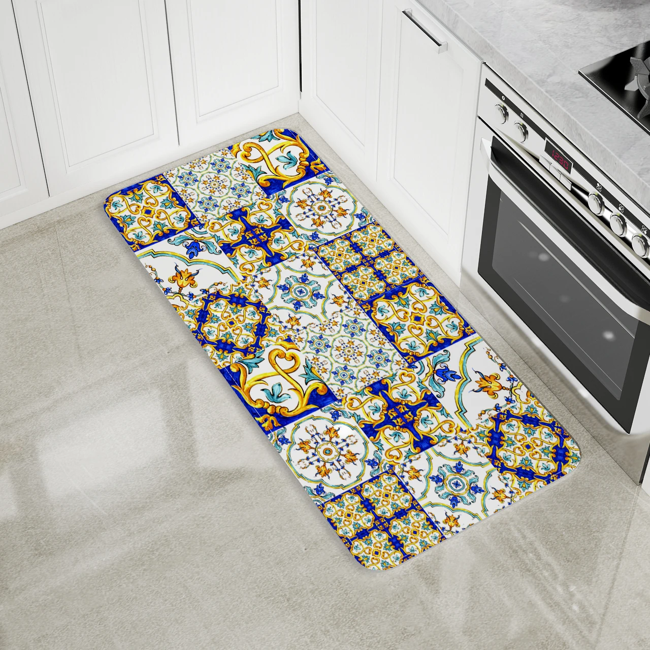 Противоскользящий кухонный коврик напольное покрытие с геометрическим рисунком