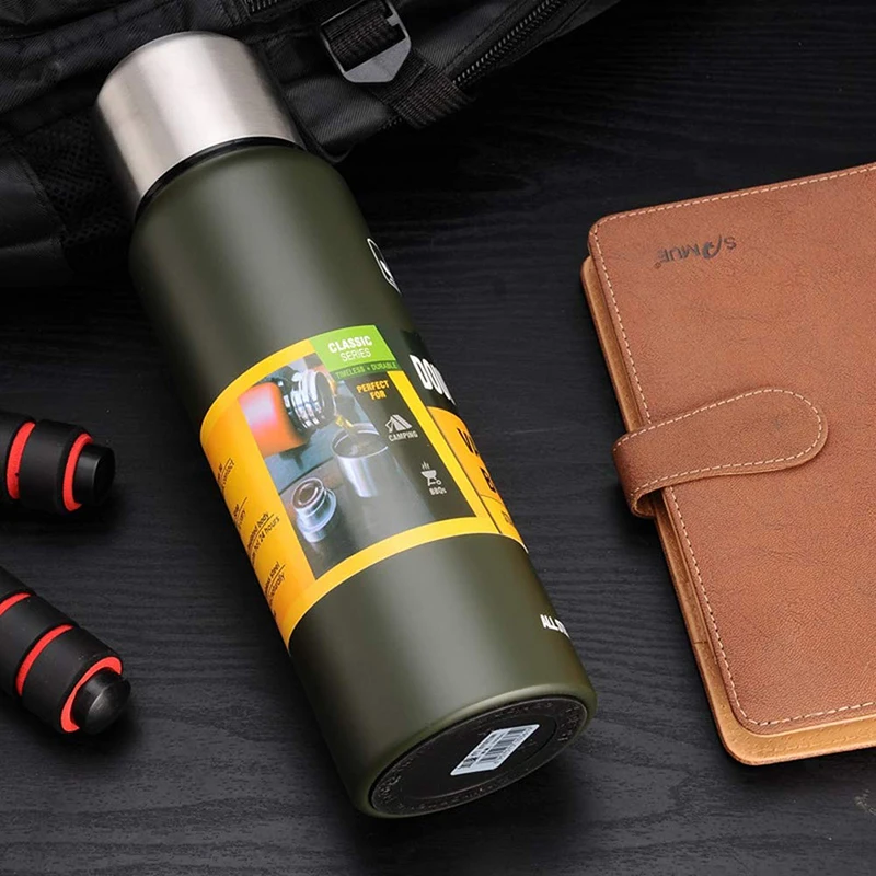 

500/750/1000/1500ml Russian Outdoor Thermos Bottle Portable Large Capacity Insulated Cup Military Style Vacuum Flask