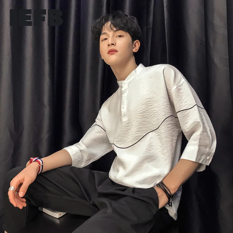 IEFB/мужская одежда 2020 летняя новая мужская рубашка с коротким рукавом модные