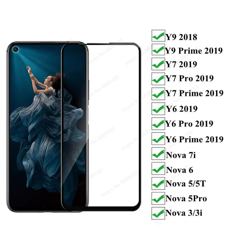 

Tempered Glass On For Huawei Y9 2018 Y7 Y6 Y9 Prime 2019 Screen Protector Nova 5T 7i 6 5 3 3i 3e Nova5 Pro Protective Glass Film