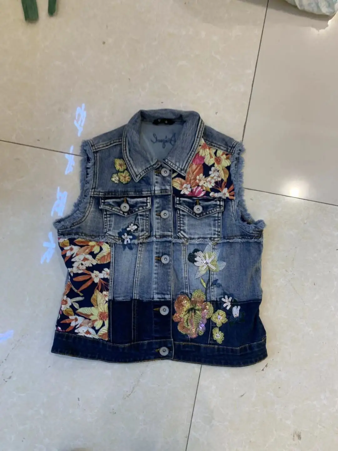 Spanish DEG irregular pattern denim waistcoat