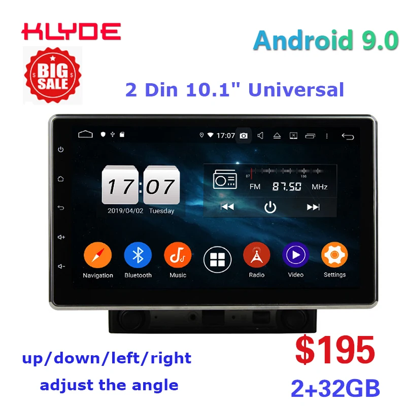 Klyde KD-2000 Универсальный 10 1 дюйма android 9 0 PX5 4 32 Гб полноэкранный Автомобильный видео