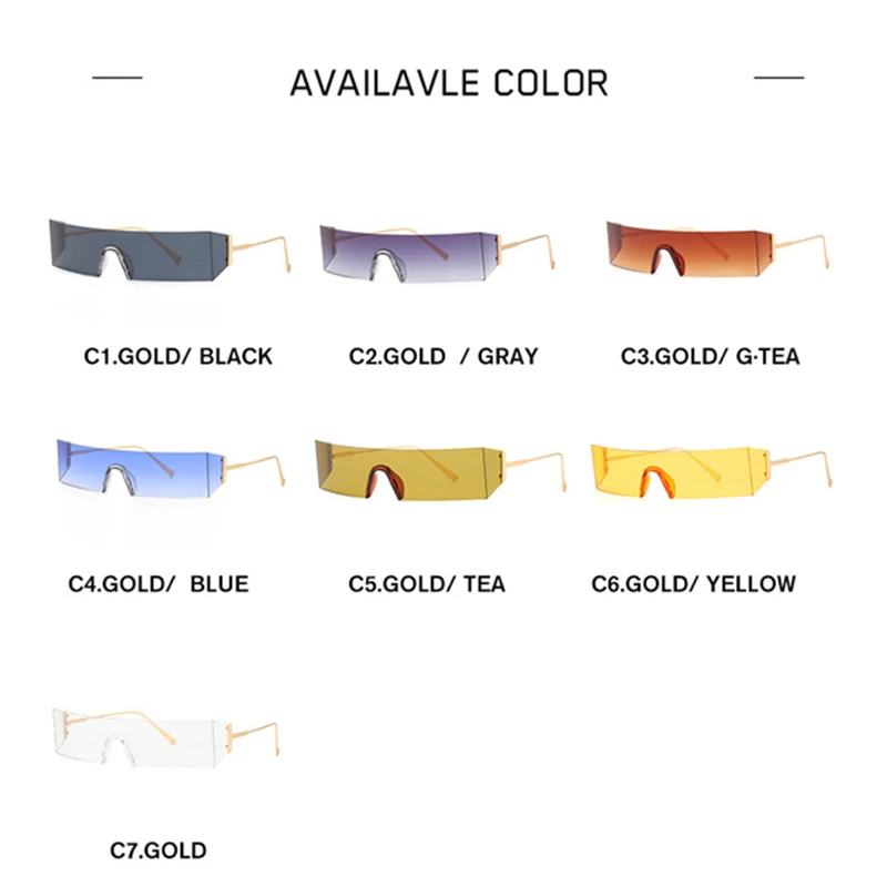 

2021 New Frameless Luxury Brand Design Conjoined Sunglasses 1077 Personality Small Box Street Glasses For Men And Women UV400