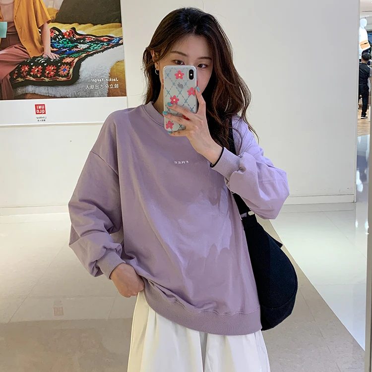 

2 colors autumn 2020 korean style Women Sweatshirts Long Sleeve back print loose Sweatshirt Womens pullovers ( F4092)