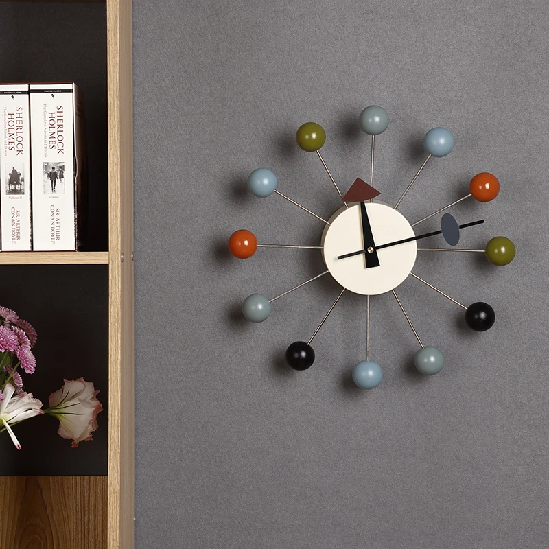 كرة مستديرة هادئة الخشب ساعة تُستخدم كديكور للمنزل التصميم الحديث ساعات ثلاثية الأبعاد لغرفة المعيشة اكسسوارات الديكور مع حركة الاستيراد