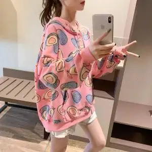 2 Ulzzang зимняя женская Толстовка Harajuku печать толстовка с капюшоном осень bf с длинным рукавом свободный свитер Толстовка забавная Женская - Цвет: 2