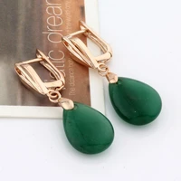 new trend rose gold color water drop natural stone long dangle earrings women hollow earrings fine wedding party fashion jewelry