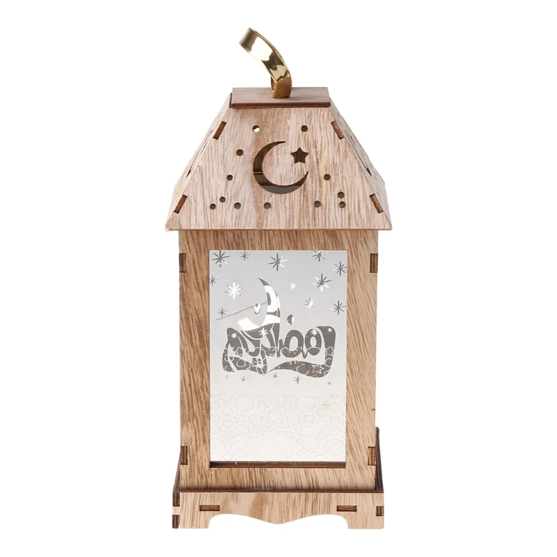 

Wooden Ramadan Palace Lamp LED Eid Mubarak Decorative Lights Hanging Lantern Muslim Islam Decoration