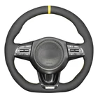 Сшитый вручную мягкий черный замшевый желтый Маркер чехол рулевого колеса автомобиля для Kia Stinger 2017 2018 2019 2020