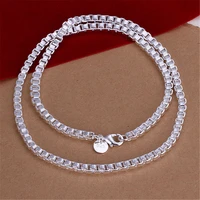 new style 925 sterling silver necklace 4mm chain box necklace for men and women wedding engagement party jewelry