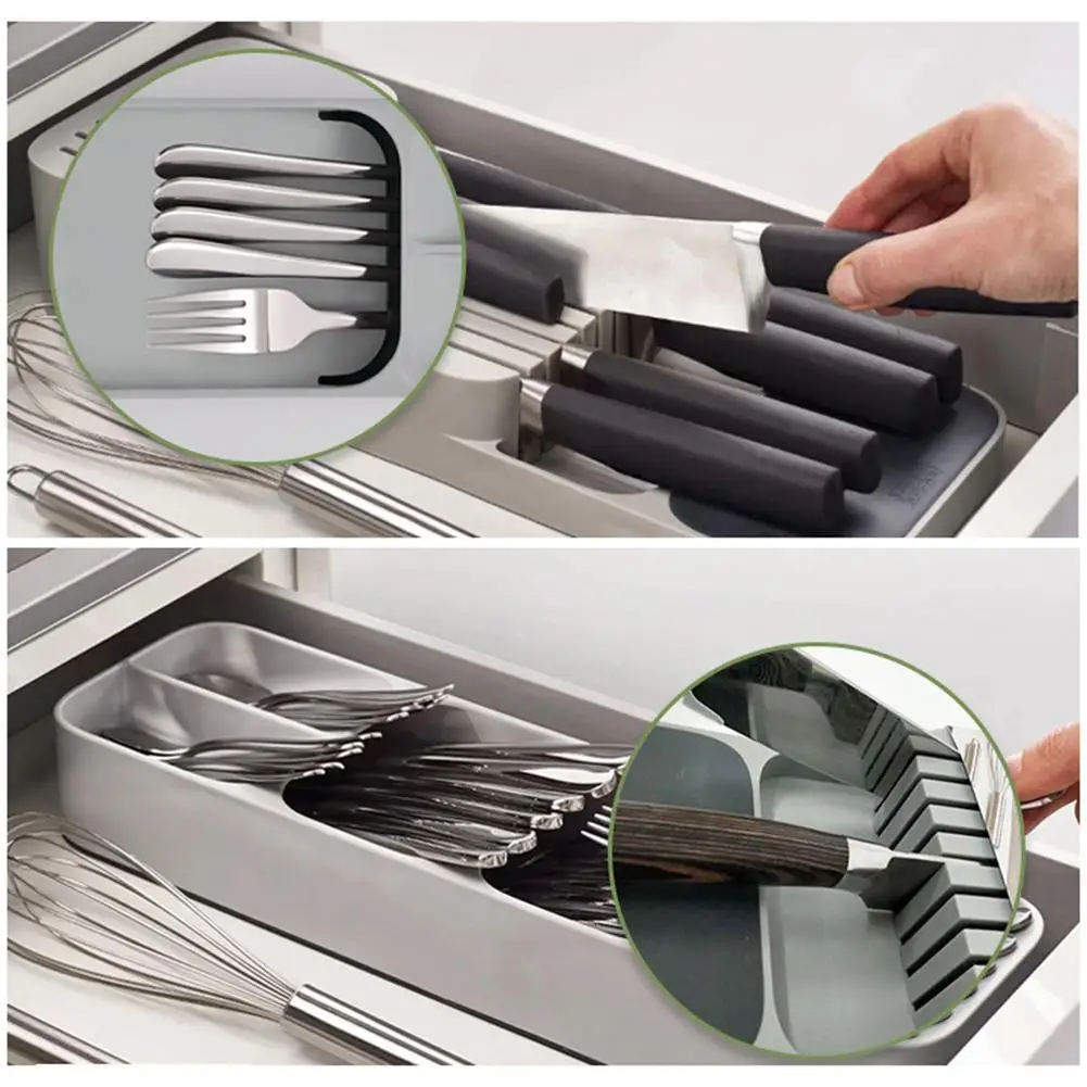 Безопасный Многофункциональный органайзер для кухонного ящика столовые приборы