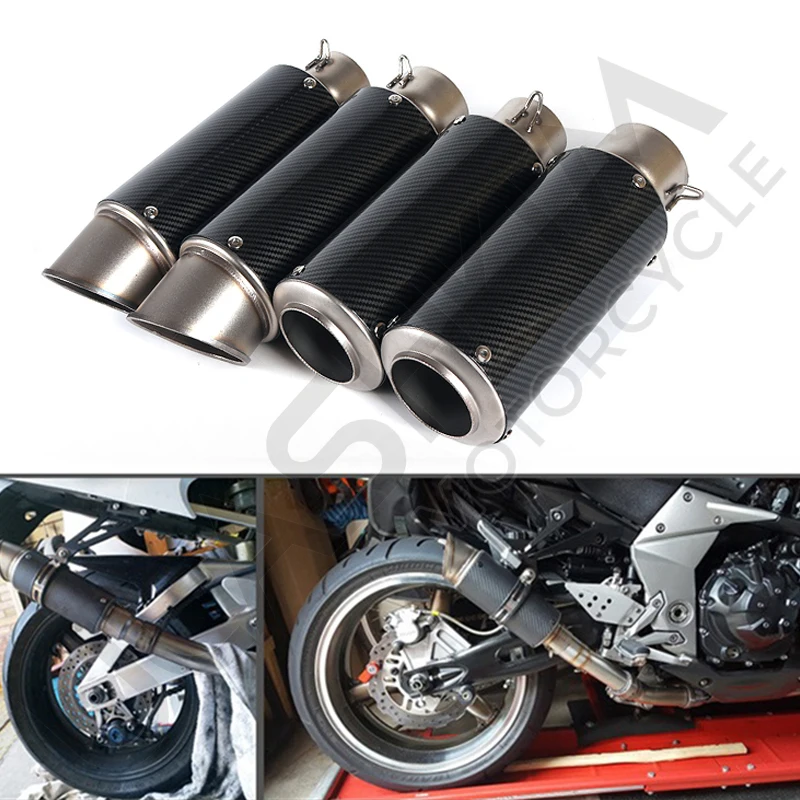Universal GP Motorcycle Carbon Fiber Exhaust Escape Muffler Pipe Inlet 51-61mm or 61-51mm |