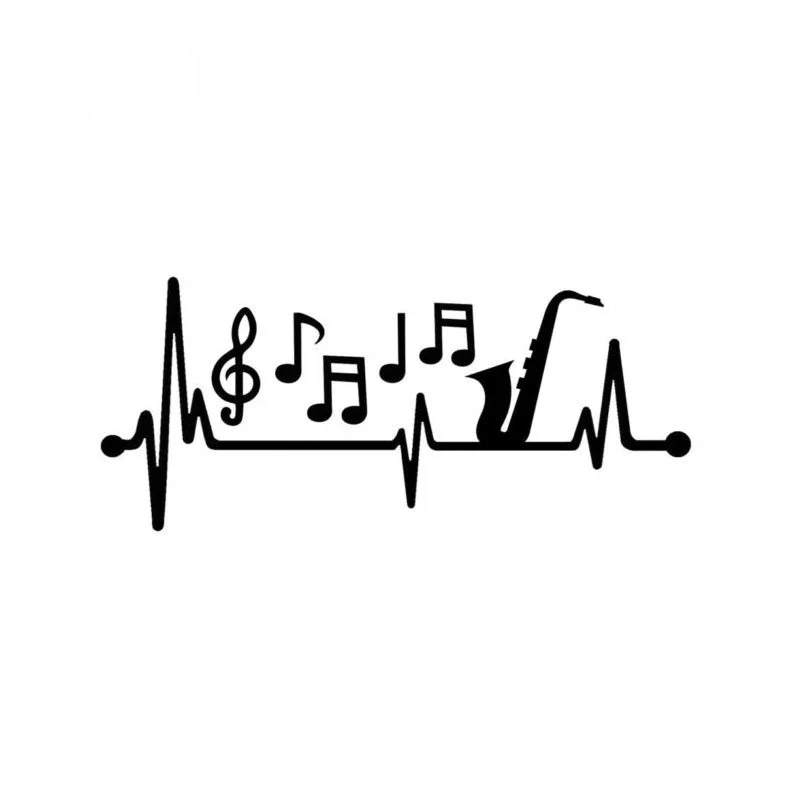 

Sax Саксофон музыкальные ноты сердцебиение спасательный переводной стикер на окно автомобиля 8x3,5 см